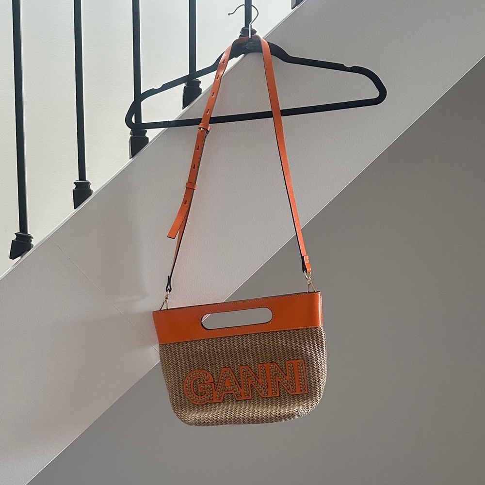 Ganni Orange and Tan Crossbody Bag